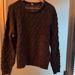 Cozy Cable Knit Sweater - dark gray